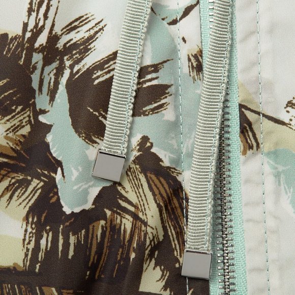 Lafayette 148 Baylor Palm Print‎ Hawaii Zip Tech Cloth Coat Windbreaker Jacket - Picture 5 of 5